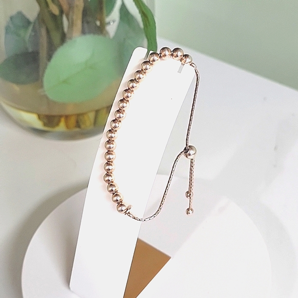 Sale BSI ITALY STERLING SILVER BALL CHAIN SLIDER BOLERO BRACELET 8.5" 5.7g